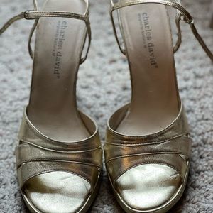 Fancy gold Charles David platform heels